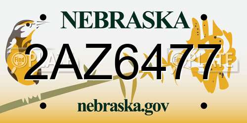 2AZ6477 Nebraska License Plate