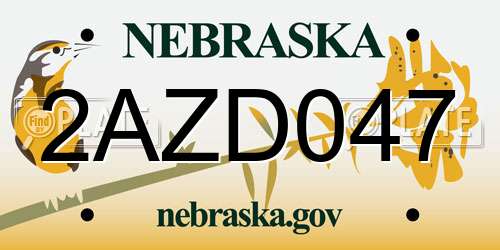 2AZD047 Nebraska License Plate
