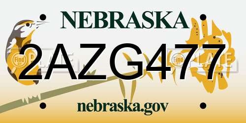 2AZG477 Nebraska License Plate