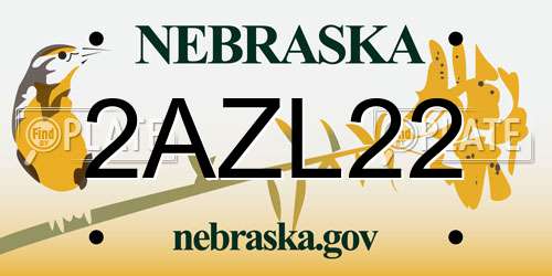 2AZL22 Nebraska License Plate