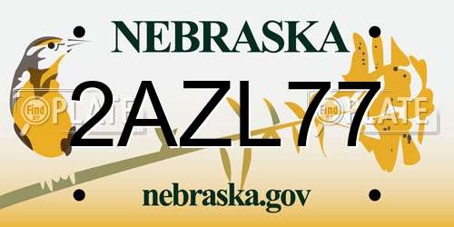 2AZL77 Nebraska License Plate