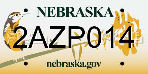 2AZP014 Nebraska License Plate