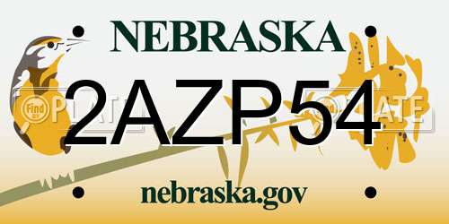 2AZP54 Nebraska License Plate