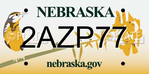 2AZP77 Nebraska License Plate
