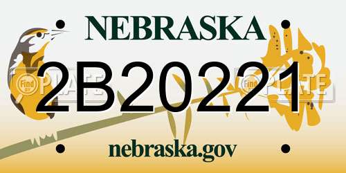 2B20221 Nebraska License Plate