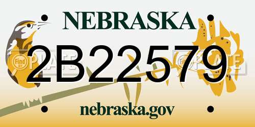 2B22579 Nebraska License Plate