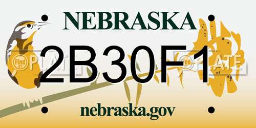 2B30F1 Nebraska License Plate