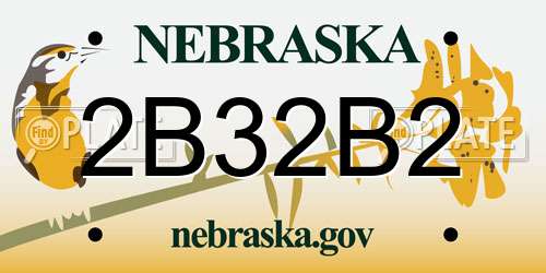 2B32B2 Nebraska License Plate