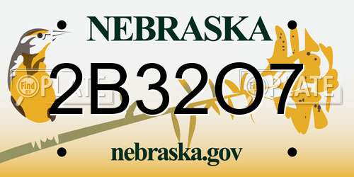2B32O7 Nebraska License Plate