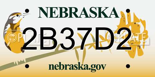2B37D2 Nebraska License Plate