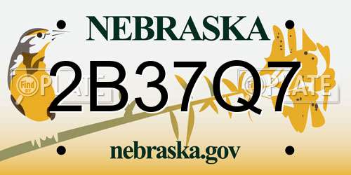 2B37Q7 Nebraska License Plate