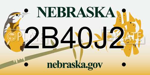2B40J2 Nebraska License Plate