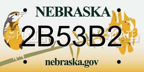 2B53B2 Nebraska License Plate