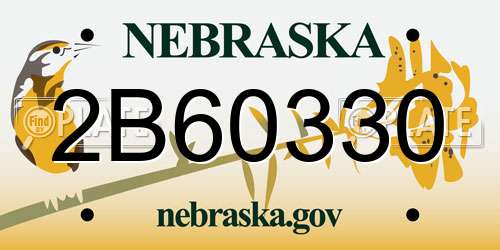 2B60330 Nebraska License Plate
