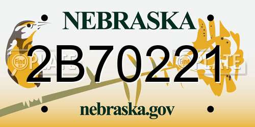 2B70221 Nebraska License Plate