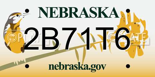 2B71T6 Nebraska License Plate