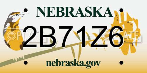 2B71Z6 Nebraska License Plate