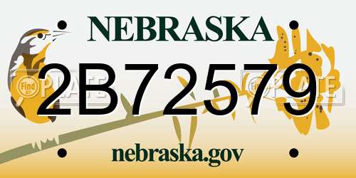 2B72579 Nebraska License Plate