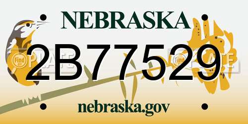 2B77529 Nebraska License Plate