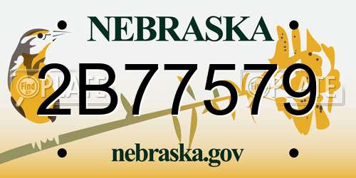 2B77579 Nebraska License Plate
