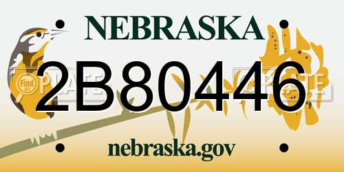 2B80446 Nebraska License Plate