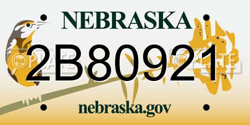 2B80921 Nebraska License Plate