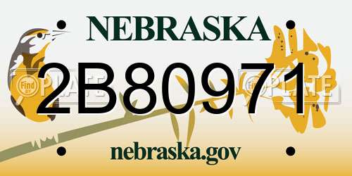 2B80971 Nebraska License Plate