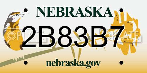 2B83B7 Nebraska License Plate
