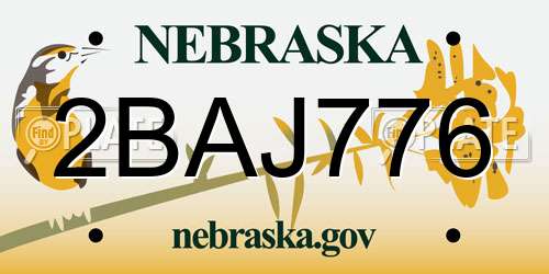 2BAJ776 Nebraska License Plate