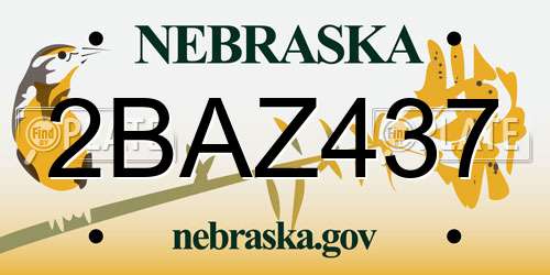 2BAZ437 Nebraska License Plate