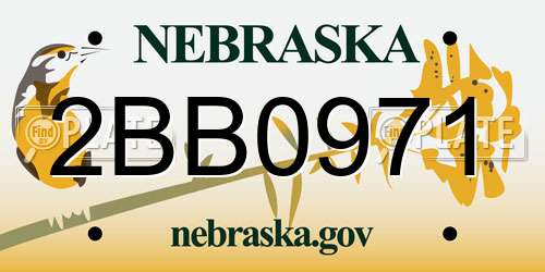 2BB0971 Nebraska License Plate