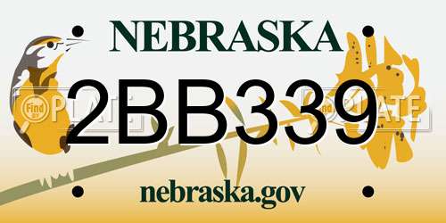 2BB339 Nebraska License Plate