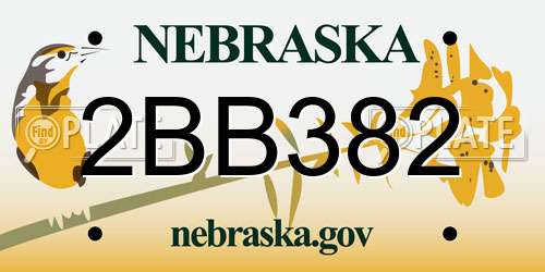 2BB382 Nebraska License Plate