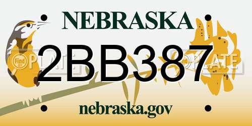 2BB387 Nebraska License Plate