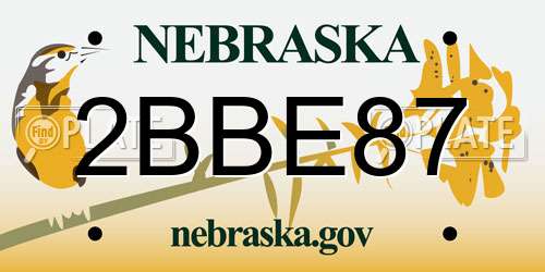 2BBE87 Nebraska License Plate