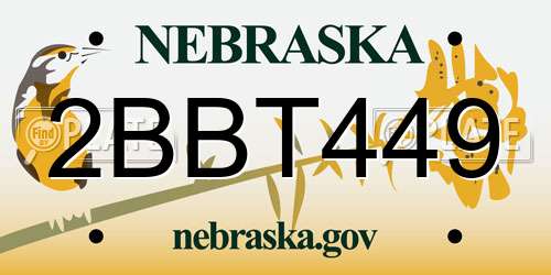 2BBT449 Nebraska License Plate