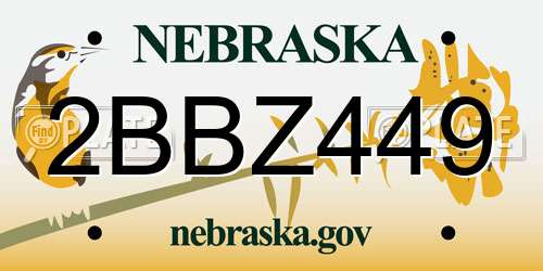 2BBZ449 Nebraska License Plate