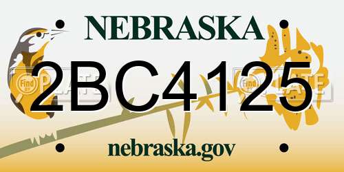2BC4125 Nebraska License Plate