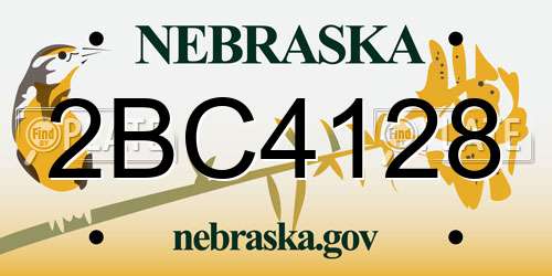 2BC4128 Nebraska License Plate
