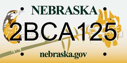 2BCA125 Nebraska License Plate