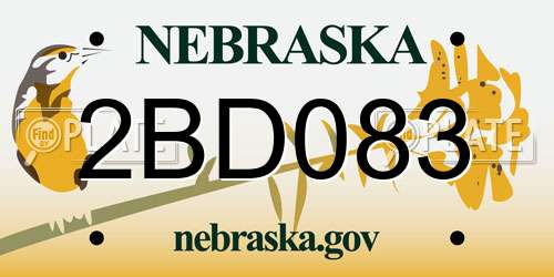 2BD083 Nebraska License Plate
