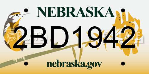 2BD1942 Nebraska License Plate