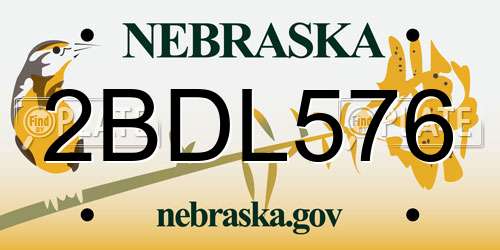 2BDL576 Nebraska License Plate