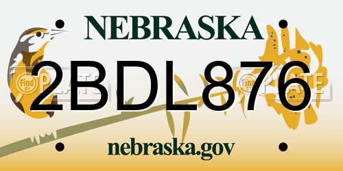 2BDL876 Nebraska License Plate