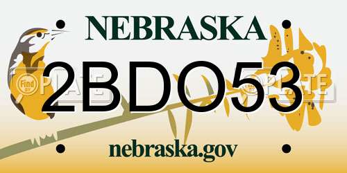 2BDO53 Nebraska License Plate