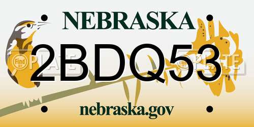 2BDQ53 Nebraska License Plate