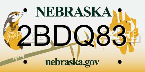2BDQ83 Nebraska License Plate