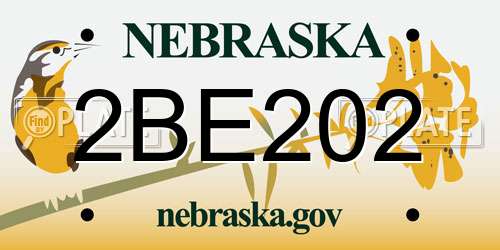 2BE202 Nebraska License Plate