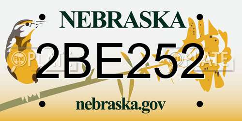 2BE252 Nebraska License Plate