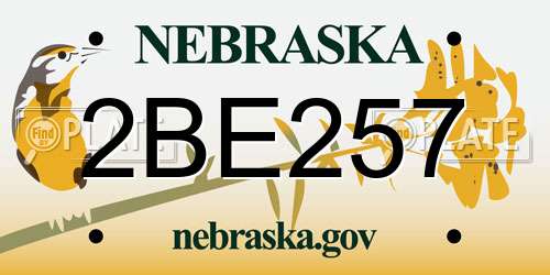 2BE257 Nebraska License Plate